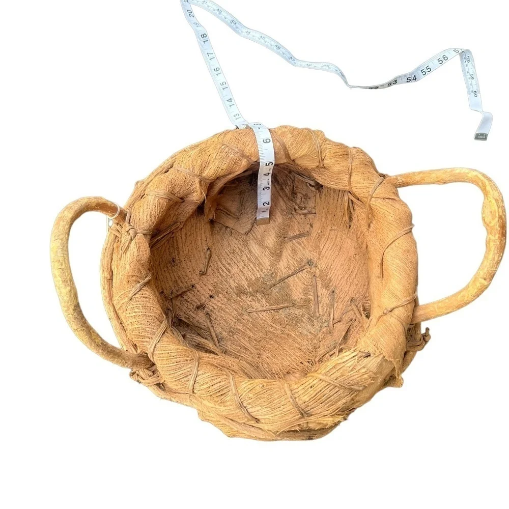 Vintage Tan Willow, Stained Bark, Curly Branch,‎ Basket, Large